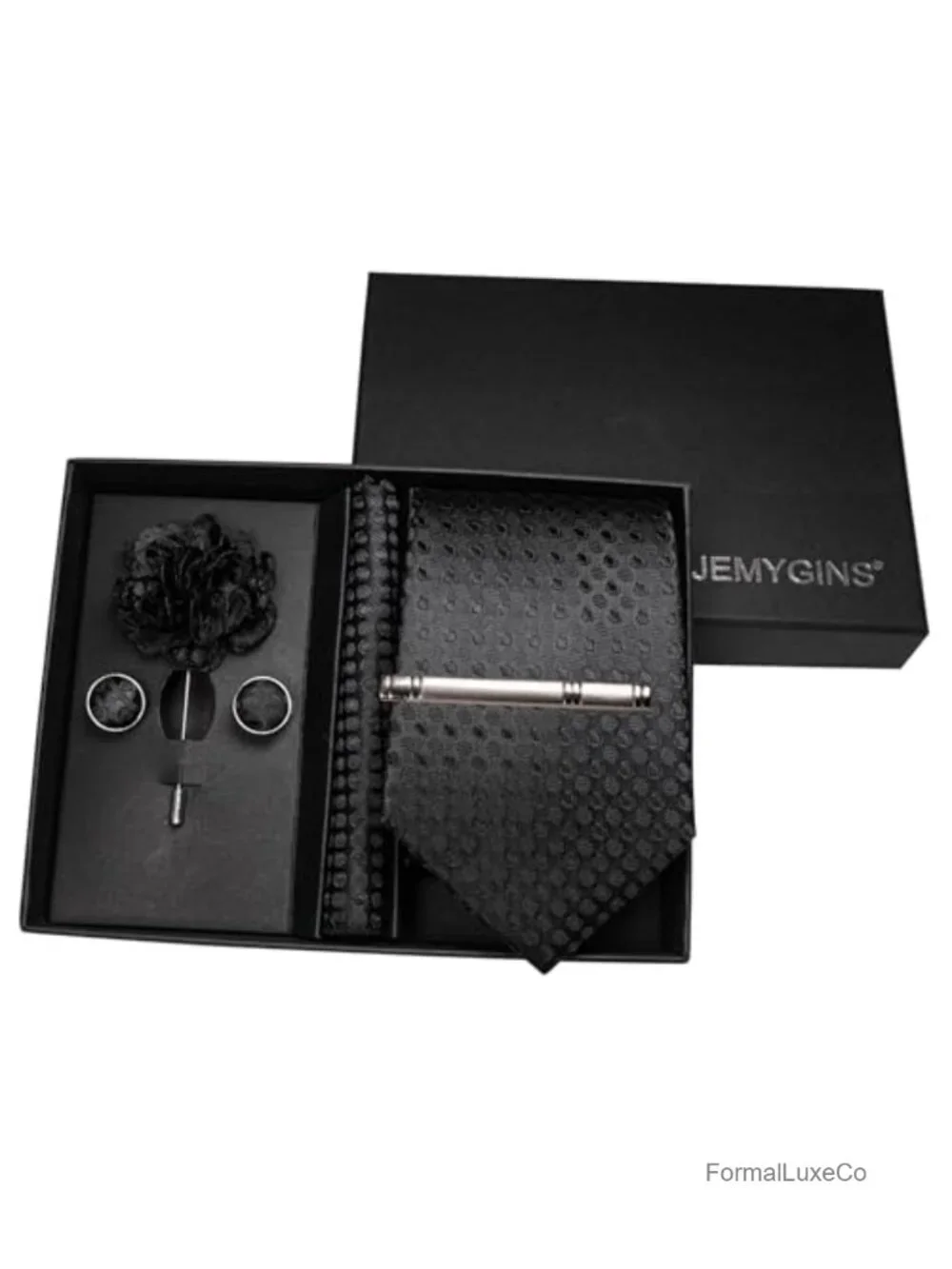 Men's 5PCS Tie Set Necktie Pocket Square Cufflinks Lapel Pin Tie Clip Silk